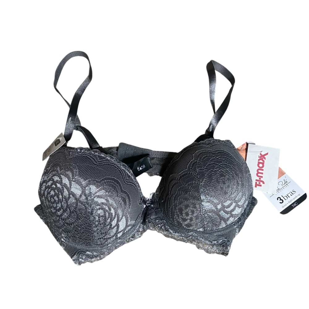 NWT Women's Rene Rofe Lingerie Lightly Padded Wired Demi Slight Push Up Bra 34C